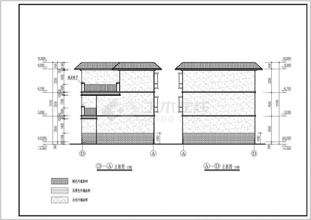 海南某三层框架结构新农村小别墅建筑施工图-图二