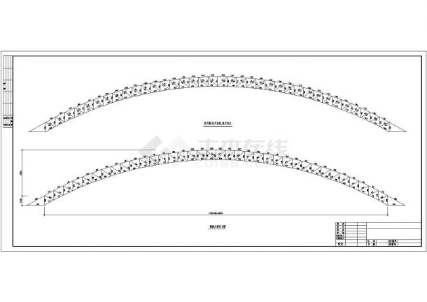 某公司钢桁架结构拱形大门建筑结构施工图（带一层门房）-图二
