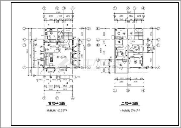 某地二层砖混结构别墅结构设计施工图-图二