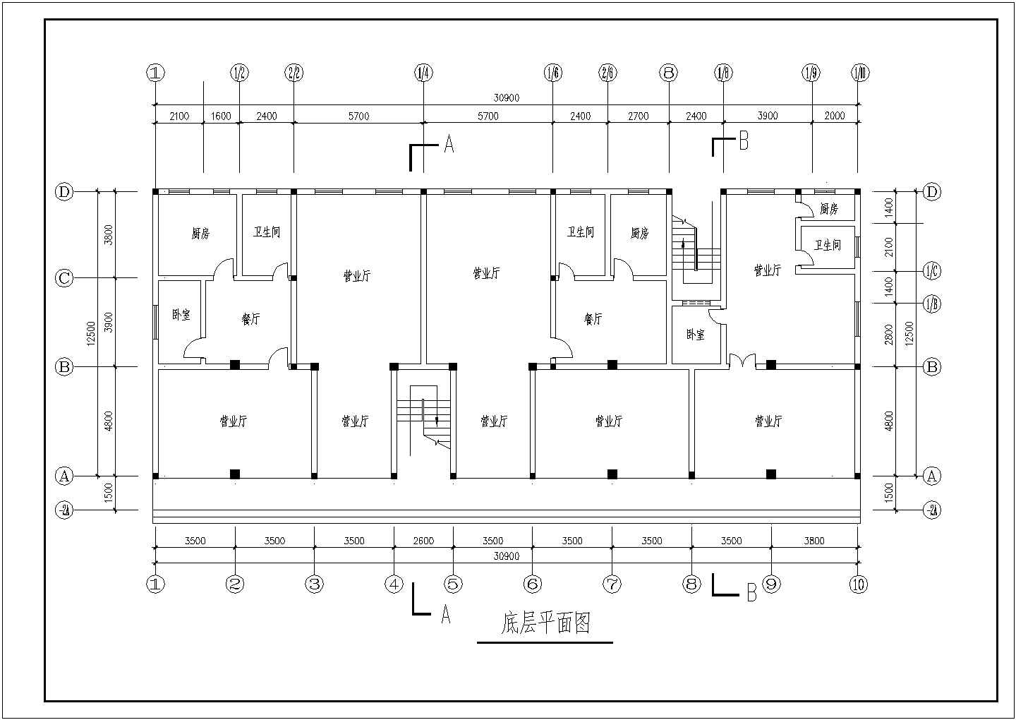 某地区6层商住楼建筑结构CAD图纸（节点详细）