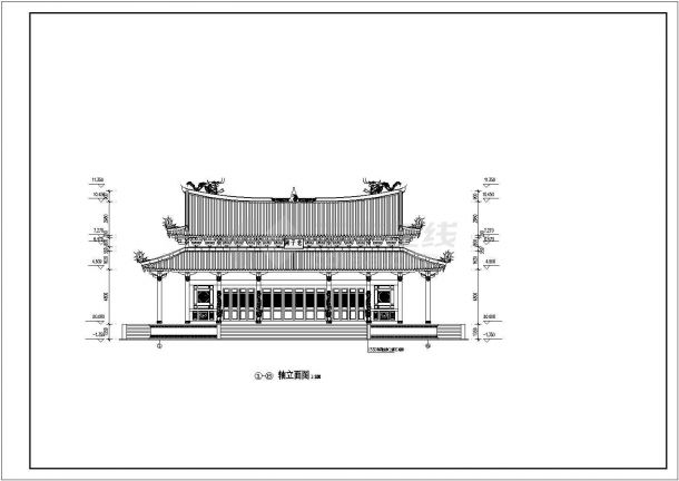 道家仿古建筑大殿建筑设计CAD施工图-图二