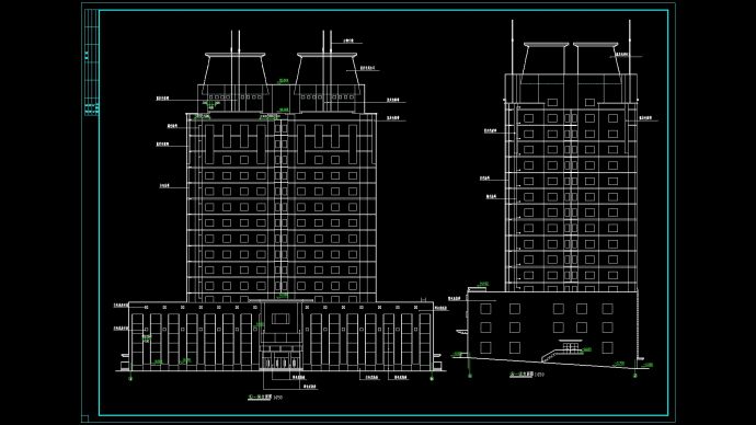 吉林省高层博士后公寓平面图户型图侧立面CAD建筑图纸_图1