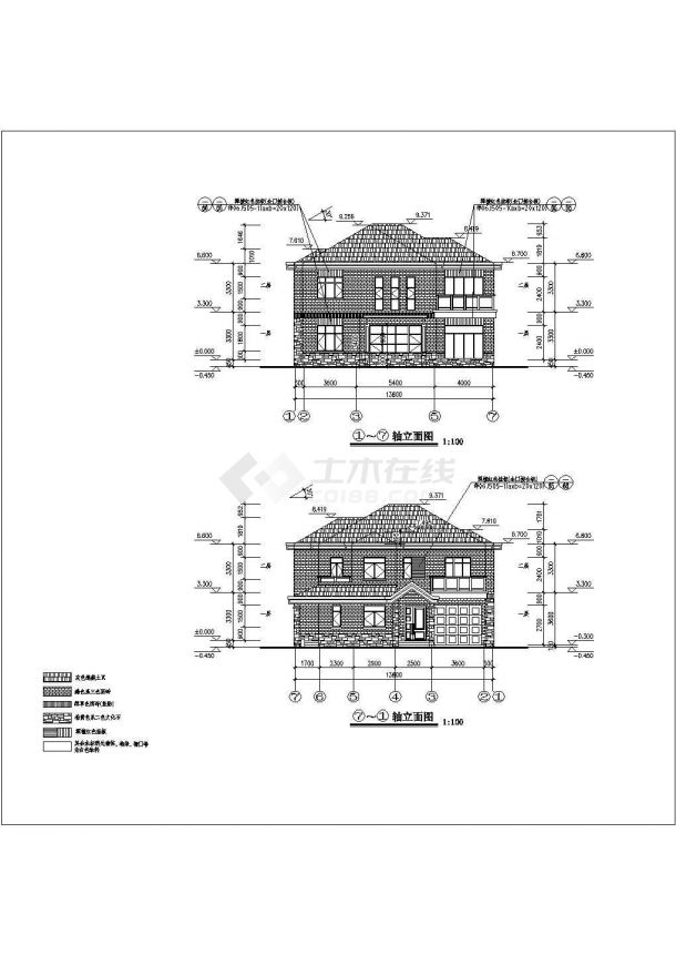 某地区2层欧式坡屋顶框架结构别墅建筑设计施工图-图一