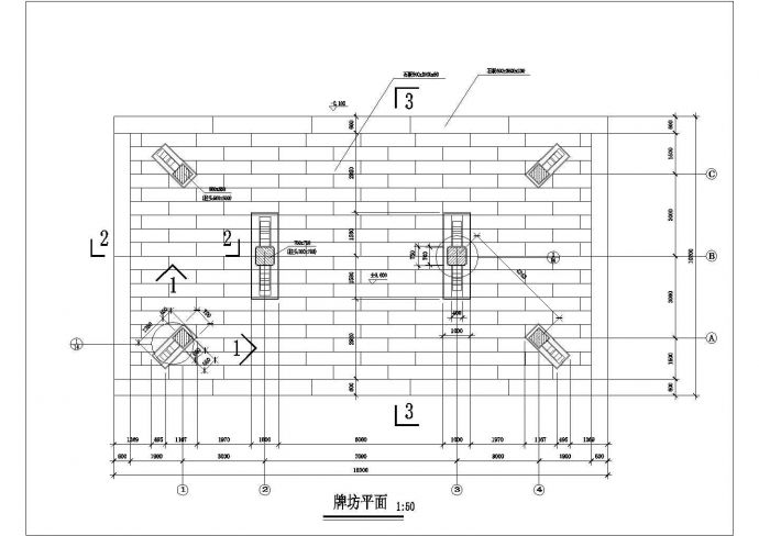 江南风格牌坊建筑设计CAD施工图纸_图1
