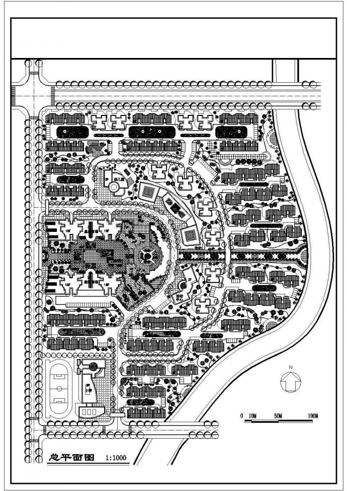 比较受欢迎的居住小区规划cad设计图_图1