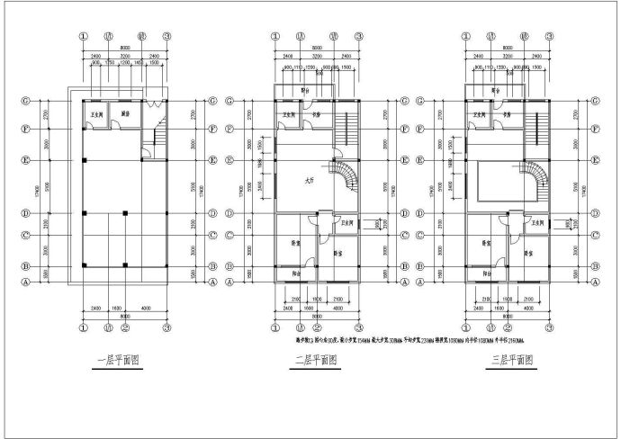 三层综合楼平面详细全套的cad图纸_图1