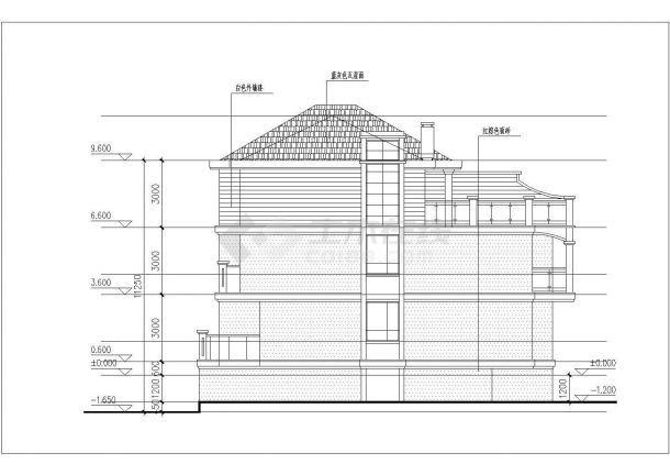 某地区三层框架结构小别墅建筑施工图纸（含效果图及模型）-图二