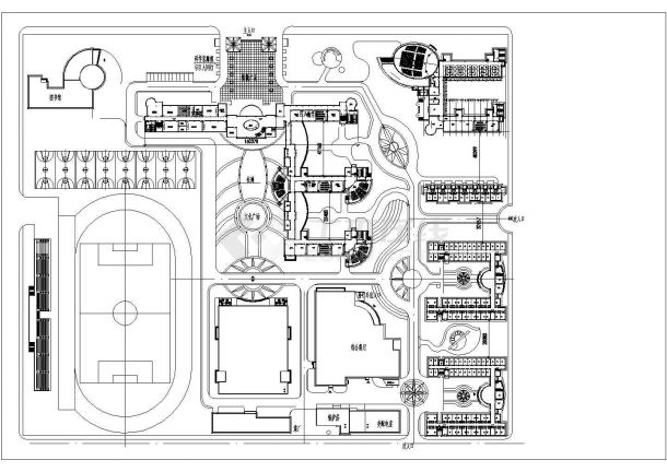 某地示范高中建筑设计规划总平面图-图一