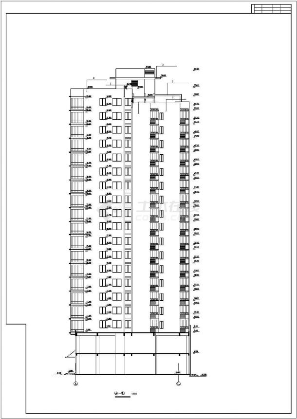 某地区高层单身公寓楼建筑设计CAD施工方案图-图一