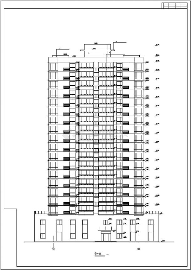 某地区高层单身公寓楼建筑设计CAD施工方案图-图二