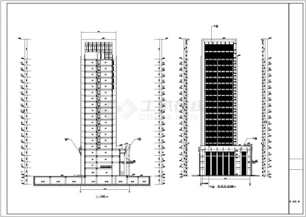 深圳19层框架剪力墙结构高层办公楼建筑施工图-图二