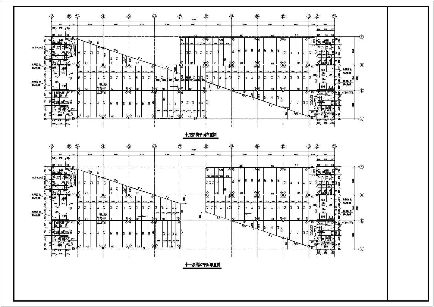 钢结构60层办公大厦cad设计具体施工图纸