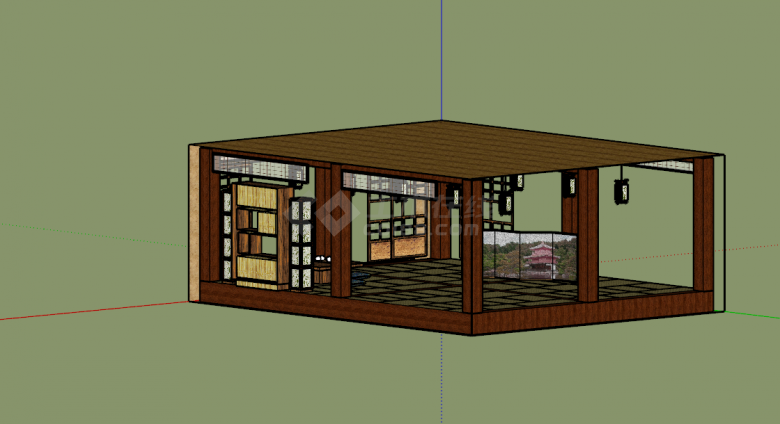 日式茶厅的SU模型设计-图二