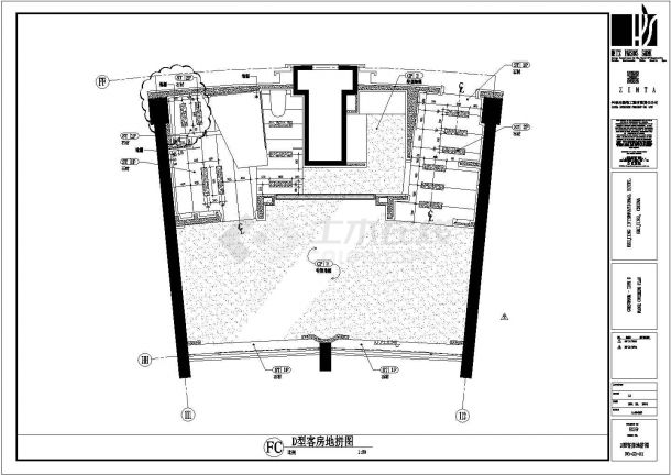 [北京]国际大酒店D型客房装修户型平面图纸-图二