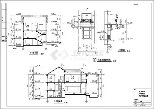 漳州三层框架结构小型别墅建筑设计施工图-图二