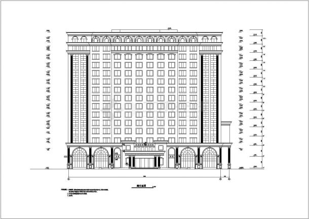 某地十五层欧式框筒结构酒店建筑施工图-图二