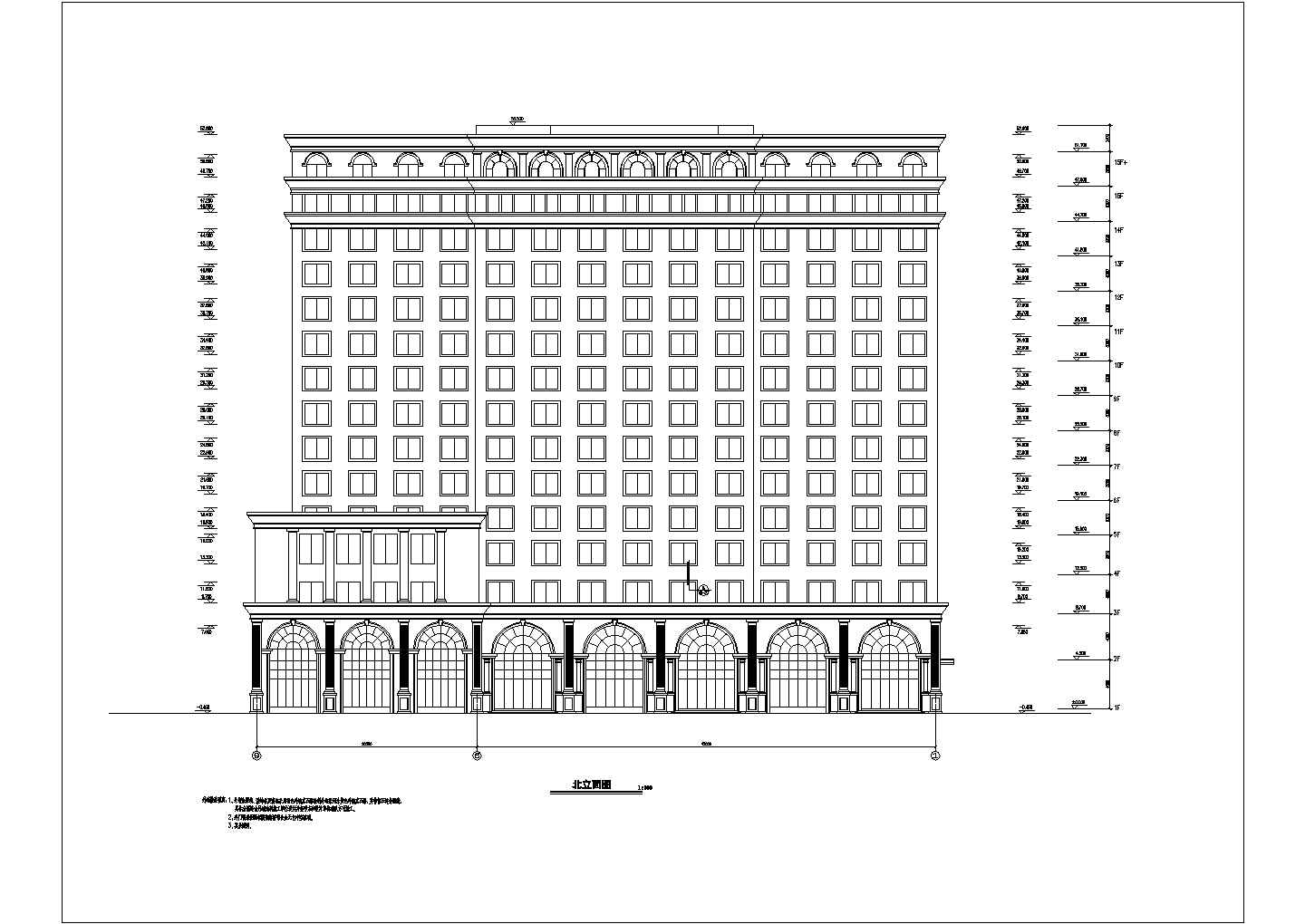 某地十五层欧式框筒结构酒店建筑施工图