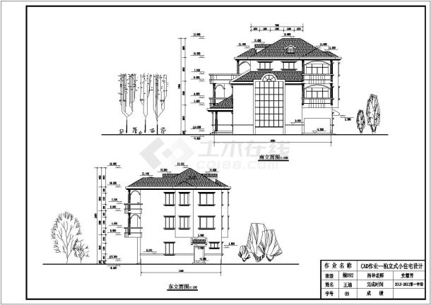 单体砖混别墅住宅建筑设计方案图（毕业设计）-图二