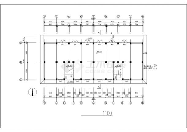 长40米 宽10.5米 六层安置楼二单元1968平米对称户型住宅楼图纸-图一