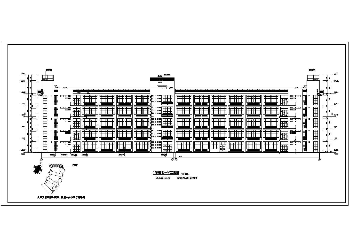 某地区技术学院教学楼建筑设计cad施工图