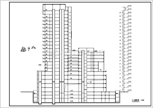 深圳某23层框剪办公大厦建筑设计方案图-图二