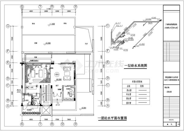 某酒店多层砖混结构房间给排水消防设计图-图一