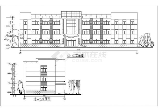 某三层办公楼设计详细的cad图纸-图二