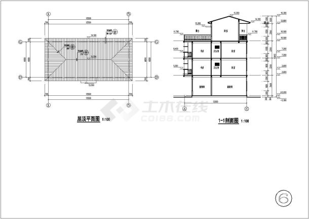 某地单栋4层框架别墅建筑及结构施工图纸-图二