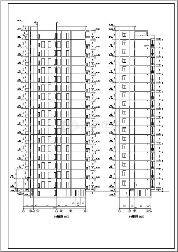衢州市十八层框架剪力墙结构商住楼建筑施工图-图二