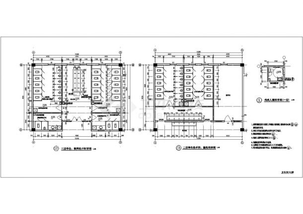 某小学教学楼卫生间详细的cad图纸-图一