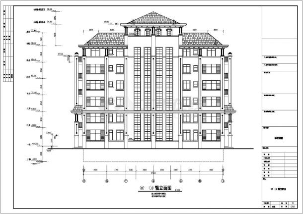某六层框架结构私人住宅楼建筑设计施工图-图二