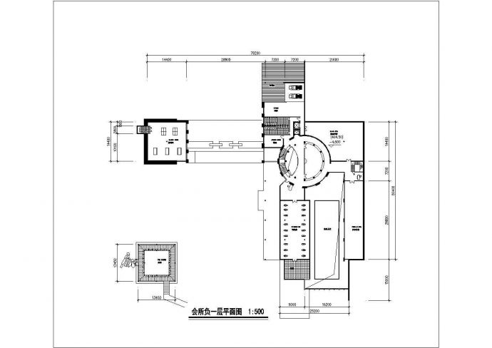 某国际花园二层会所平面建筑方案图（地下二层）_图1