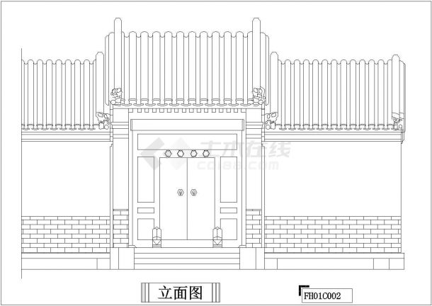中国古典二维门建筑设计CAD施工图-图一