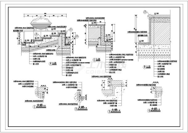 某地比较详细的八角亭建筑设计施工图纸（共18张）-图二