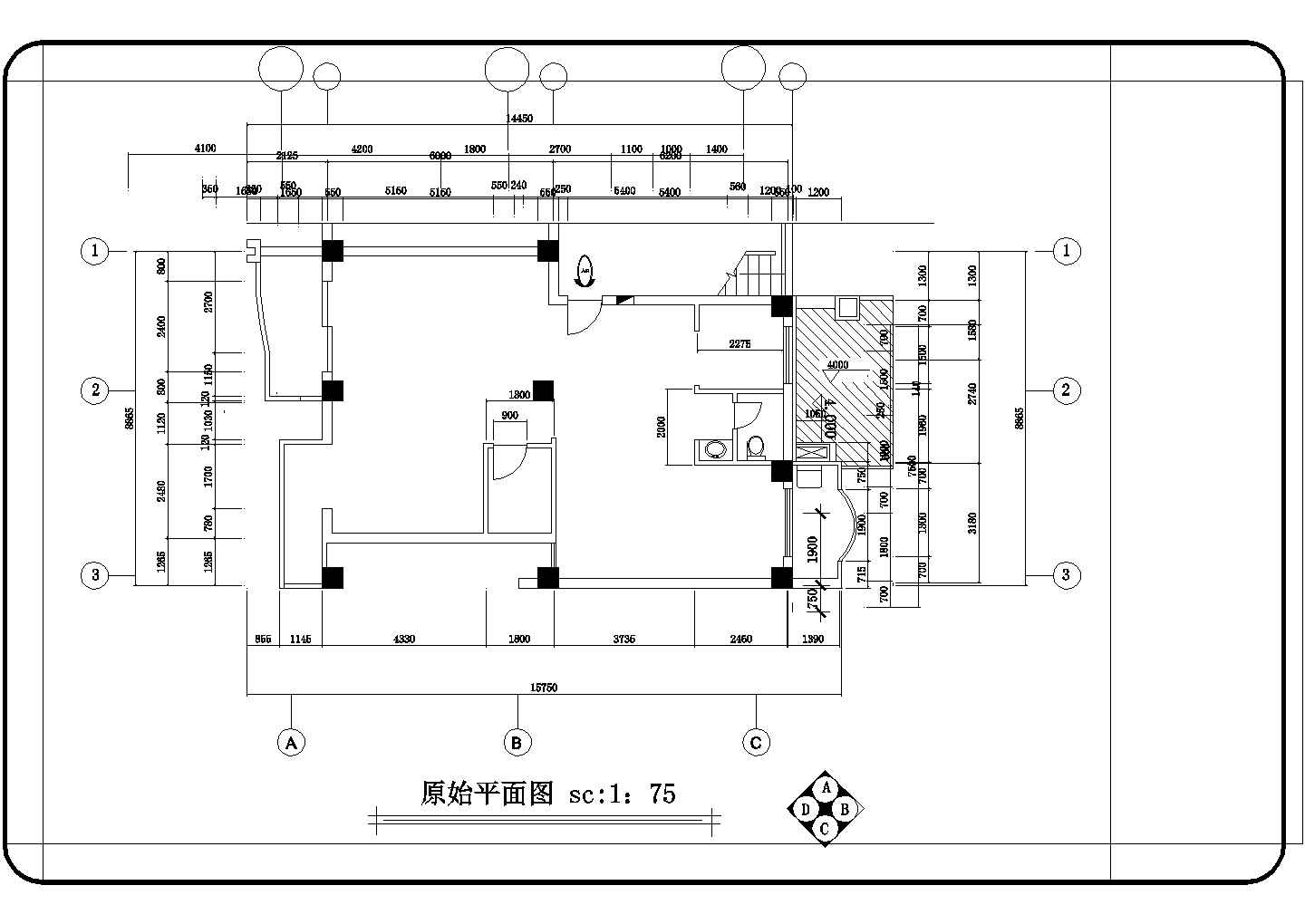 一套三居室大宅室内装修设计cad平面施工详细图