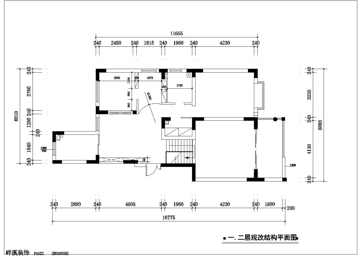 一整套两居室家居装修设计cad施工方案具体图