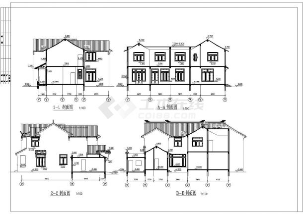 某地2层砖混结构仿古别墅建筑设计施工图-图二