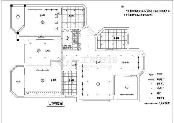 110平米户型家居装饰cad施工详细图-图二