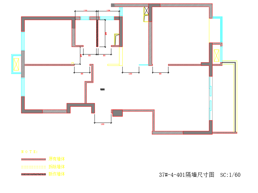 现代欧式混搭风格两室一厅装修施工图附效果图