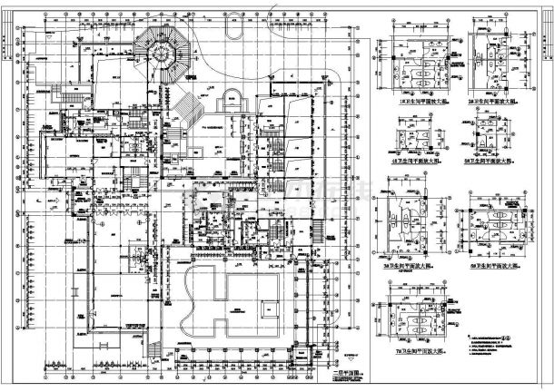 某会所详细建筑施工CAD设计图纸-图二