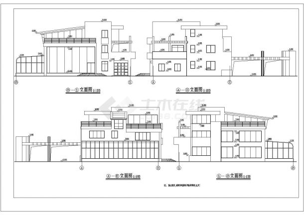 某地3层框架结构现代别墅建筑施工图（带游泳池）-图一