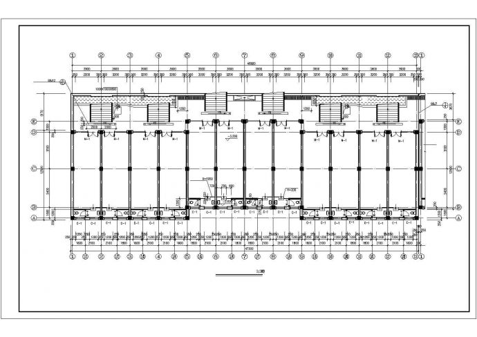 某商场平立剖面建筑施工CAD设计图纸_图1