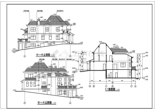 某地区框架结构别墅建筑及结构施工图-图一