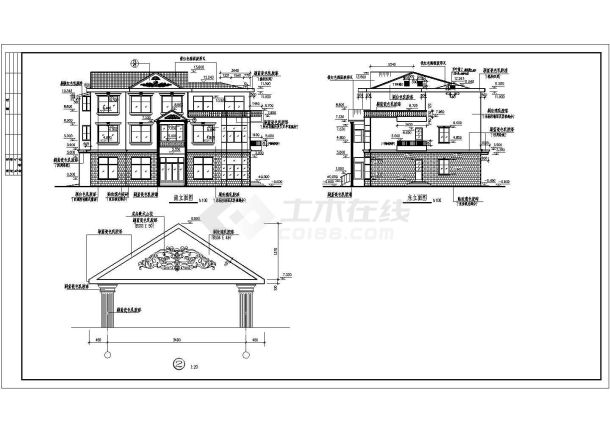 某地三套多层砖混结构别墅建筑设计方案图-图二