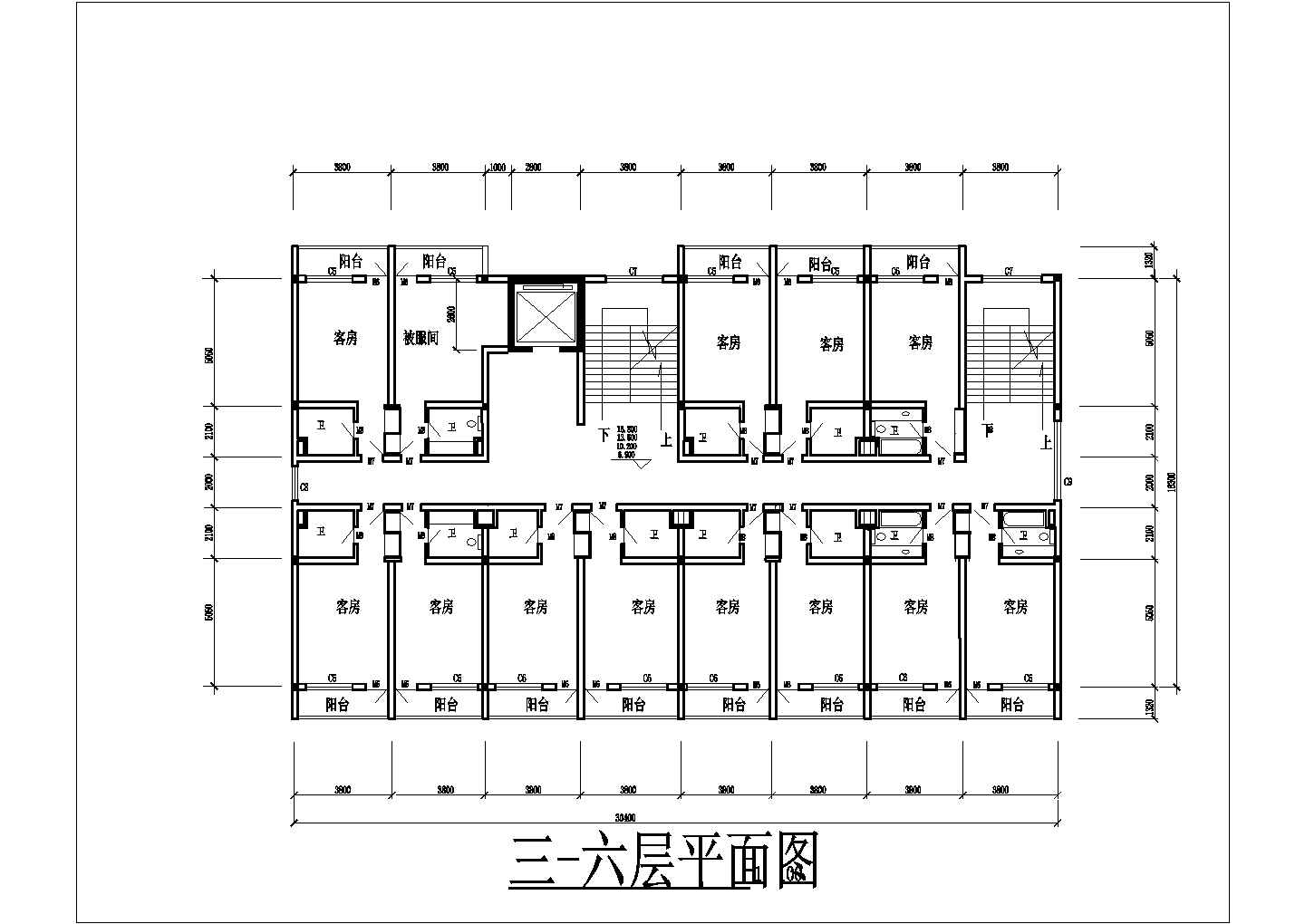 单位院内宾馆建筑施工CAD设计图纸