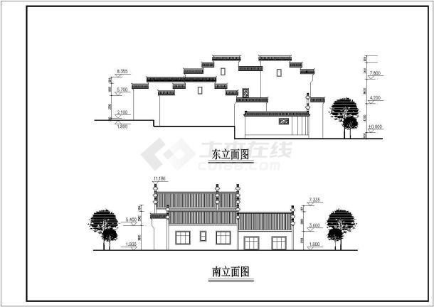 黄山两层砖混结构仿古徽派别墅建筑方案图-图二