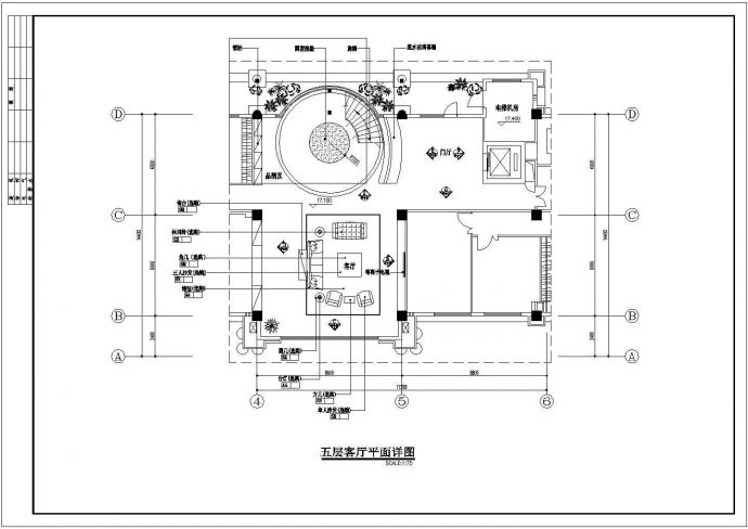 五层办公楼室内设计CAD施工图纸_图1