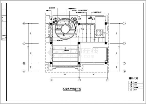 五层办公楼室内设计CAD施工图纸-图二