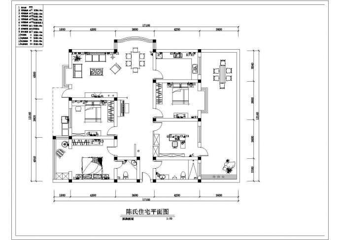 陈氏住宅家庭装修设计cad方案施工具体图_图1