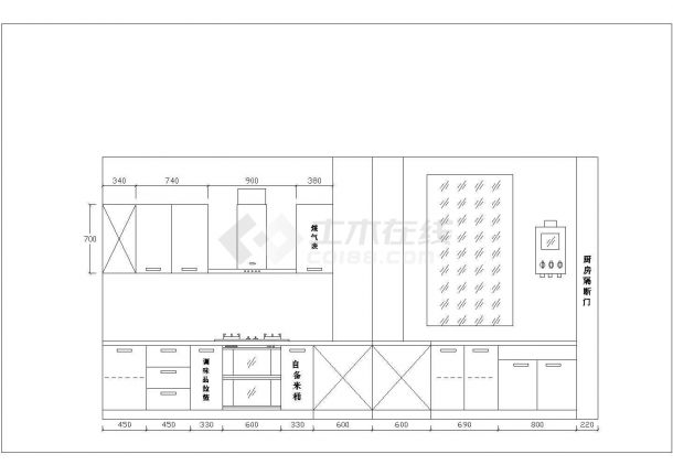 厨房立体装修设计cad方案施工精简图-图一